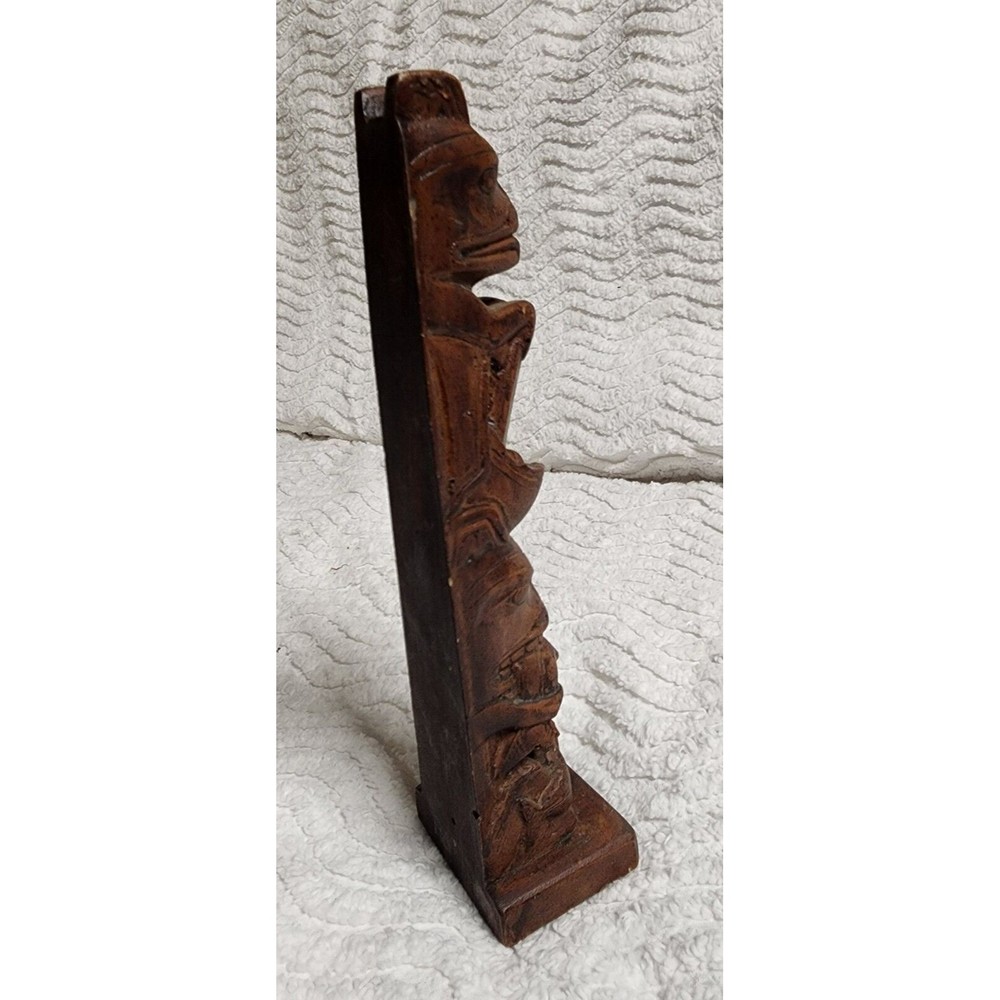 VINTAGE Hand Carved Wooden Tiki Totem Pole 7" Tall marked 7 & VguC - Picture 3 of 7